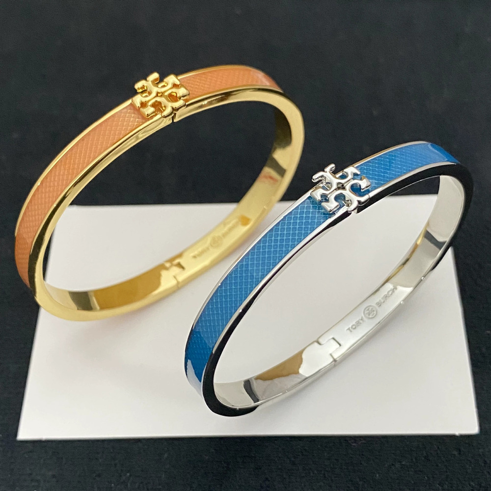 Tory Burch Enamel Drip Letter Metal Bangle